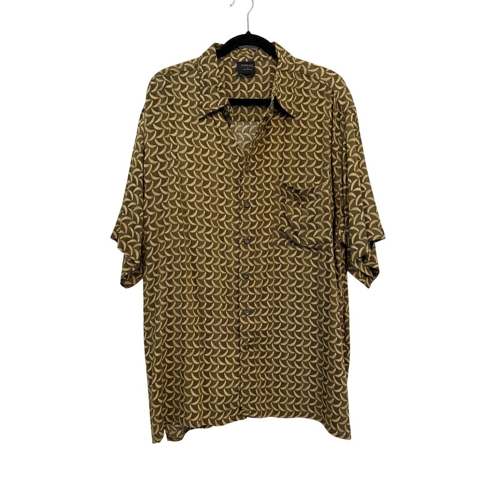 Men Loose Fit Button Up Short Sleeve Shirt